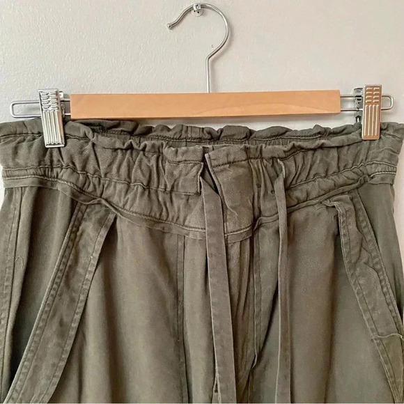 McGuire Olive Green Paperbag Crop Pants Tencel Blend High Rise Size 27 - Picture 5 of 12
